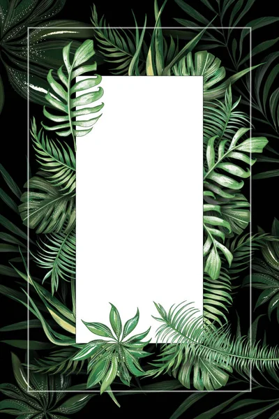 Serie Lucente Foglie Tropicali Fiori Esotici Disegno Alta Qualità Dettagliato — Foto Stock