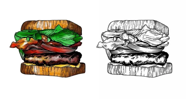 Ilustrações Mais Rápidas Estilo Esboço Fast Food Rolos Outros Alimentos — Fotografia de Stock