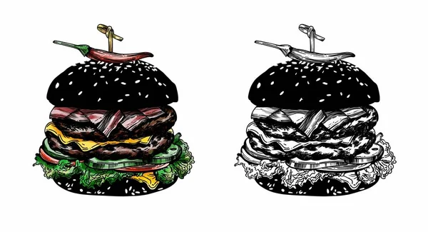 Illustrazioni Più Rapide Nello Stile Uno Schizzo Fast Food Rotoli — Foto Stock