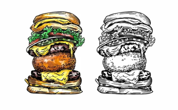 Illustrazioni Più Rapide Nello Stile Uno Schizzo Fast Food Rotoli — Foto Stock