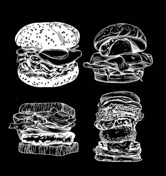 Растрові Ілюстрації Стилі Ескізу Фаст Фуду Рулетів Іншої Їжі Якісний — стокове фото
