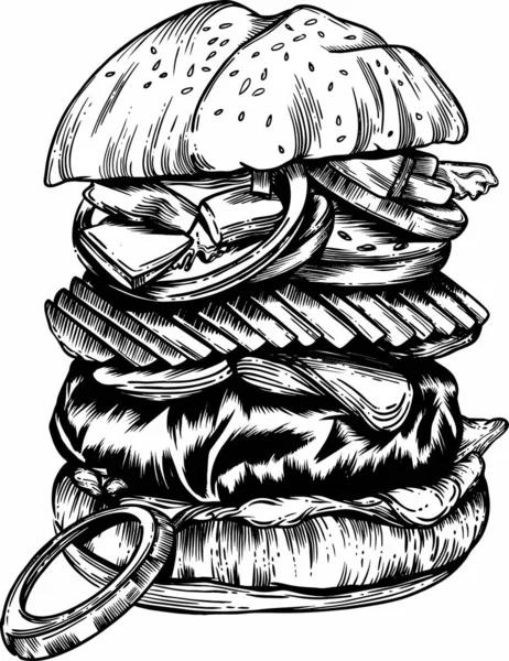 Raster Illustrationen Stil Einer Fast Food Skizze Hochwertige Detailzeichnung Aller — Stockvektor