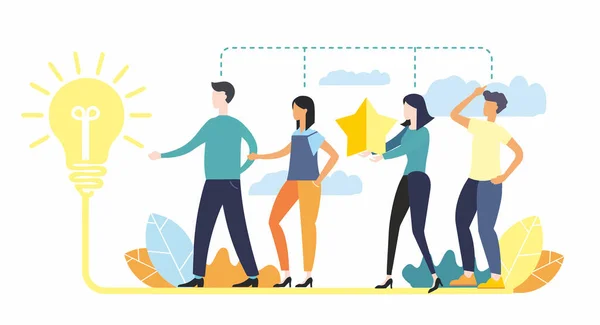 Flat Illustration Group People Teamwork Men Women Solve Problems Illustrations — Stock Photo, Image