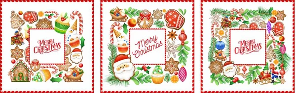 Πρωτοχρονιάτικη Απεικόνιση Χριστουγεννιάτικη Κάρτα Πανό Διακοπών Και Κάρτες Χριστουγεννιάτικα Παιχνίδια — Φωτογραφία Αρχείου