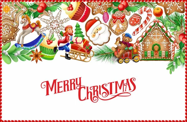 Raster Illustration Christmas Items Christmas Card Festive Mood Christmas Toys — Stock Photo, Image
