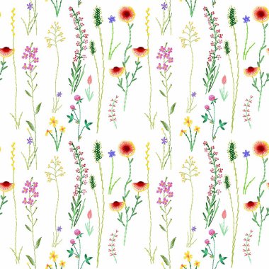 Soyut çiçek deseni. Kusursuz bir iz. Farklı renkler. Çiçek elementleri. Bitmap. Desen.