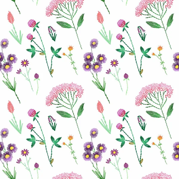 Soyut çiçek deseni. Kusursuz bir iz. Farklı renkler. Çiçek elementleri. Bitmap. Desen.