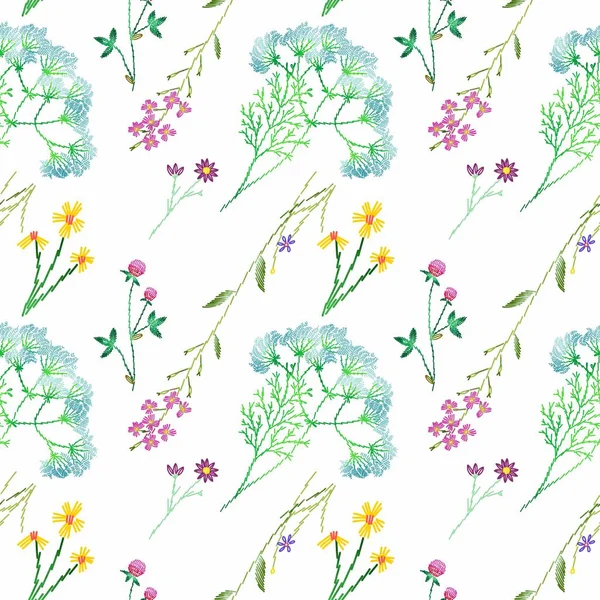 Soyut çiçek deseni. Kusursuz bir iz. Farklı renkler. Çiçek elementleri. Bitmap. Desen.