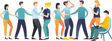 Vektör çizimi. Düz dizayn. Büyük bir grup farklı insan. İş için imajlar. Meslektaşlar. Arkadaşız. Arkadaşların kardeşliği..