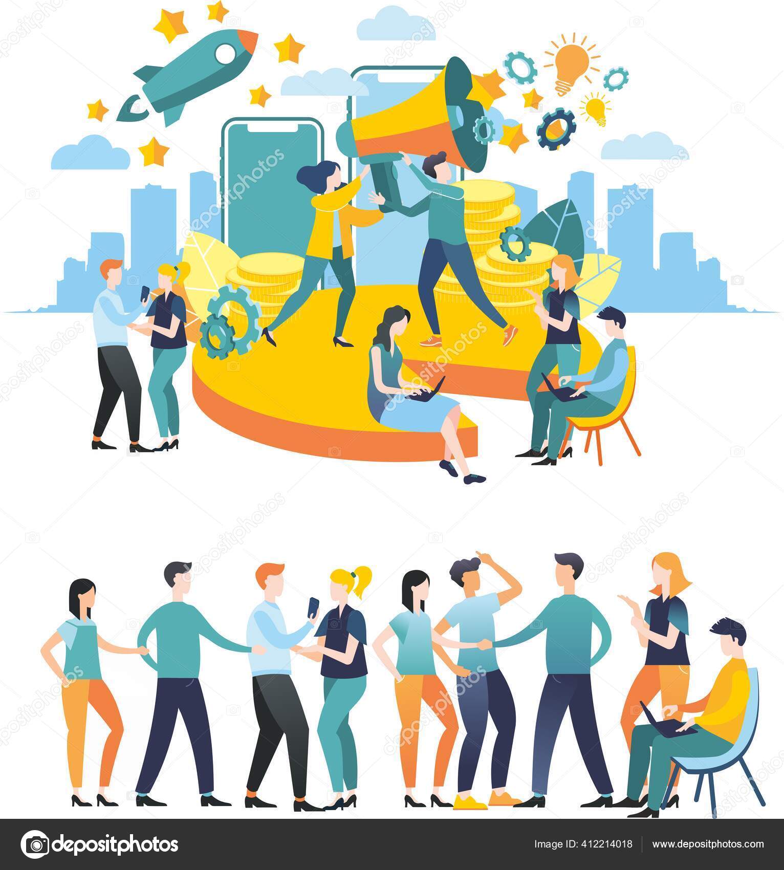 Ilustración Trama Diseño Plano Grupo Grande Decisión Tareas Lluvia Ideas  Ilustración de stock #412214018 de ©Vishnevyysvet, image size:1532x1700
