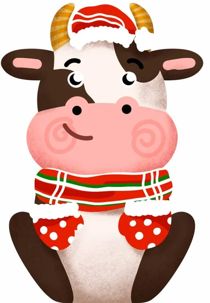 New Year Raster Illustration New Year Cute Bull Symbol Year — Stock Photo, Image