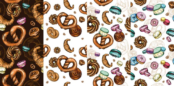 Padrão Vetorial Sem Emenda Ilustração Donuts Bolos Biscoitos Croissants Muffins — Fotografia de Stock