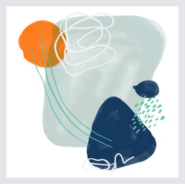 Minimalist vektör el boyası, suluboya lekeli soyut sanat arkaplanı. Fırça resmi, bir posterin, afişin, iç resmin sanatsal akrilik dizaynlı bir dekorasyonudur..