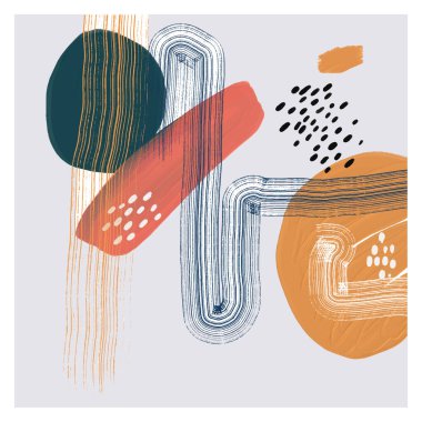 Minimalist vektör el boyası, suluboya lekeli soyut sanat arkaplanı. Fırça resmi, bir posterin, afişin, iç resmin sanatsal akrilik dizaynlı bir dekorasyonudur..