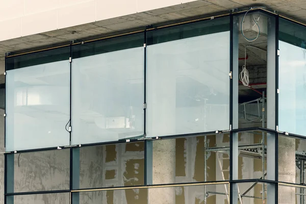 Grandes Ventanas Vidrio Instalación Del Edificio Efecto Color — Foto de Stock