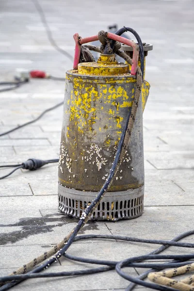 Submersible Water Pump Abstract Sewer Lines Cleaning Service Unblock Drain — Stock Photo, Image