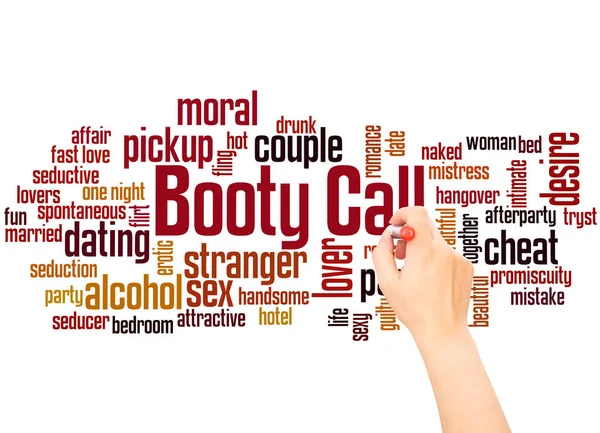 Booty call word cloud and hand writing concept on white background.