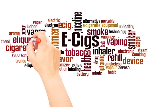 Cigs Word Cloud Hand Skrivande Konceptet Vit Bakgrund — Stockfoto