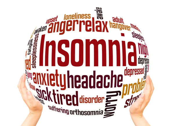 Insomnia Disorder Word Cloud Sphere Concept White Background — Stok Foto