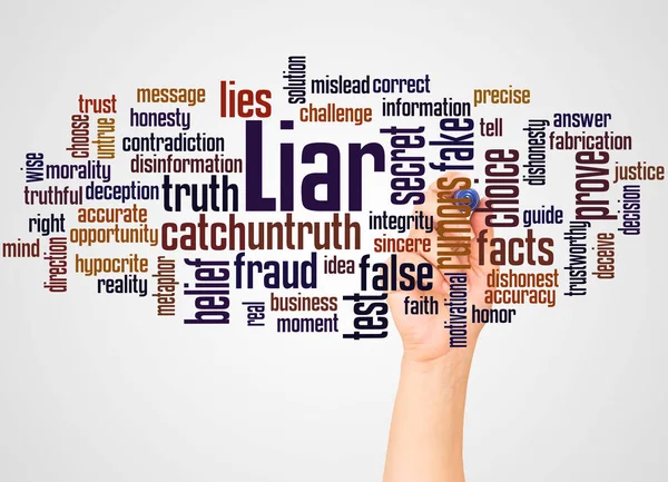 Liar Word Cloud Concept Hand Marker Gradient Background — Stock Photo, Image