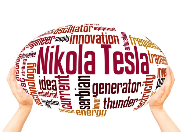 Nikola Tesla Parola Sfera Nuvola Concetto Sfondo Bianco — Foto Stock