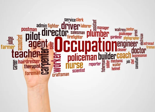 Occupation Word Cloud Hand Marker Concept White Background — Stock Photo, Image