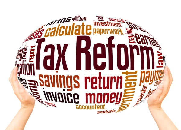 税收改革词云手球概念在白色背景上 — 图库照片