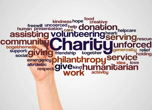 Charity Word Cloud Hand Marker Concept White Background — Stock Photo, Image