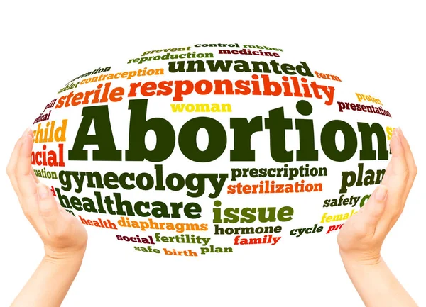 Abortus Word Cloud Hand Bol Concept Witte Achtergrond — Stockfoto