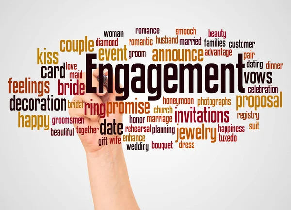 Engagement Word Cloud Hand Marker Concept White Background — Stock Photo, Image