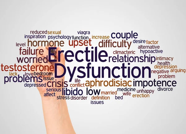 Erectile Dysfunction Word Cloud Hand Marker Concept White Background — Stock Photo, Image