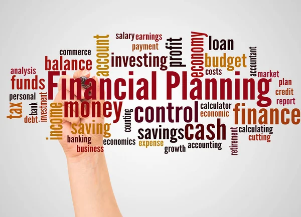 Financial Planning Word Cloud Hand Marker Concept White Background — Stock Photo, Image