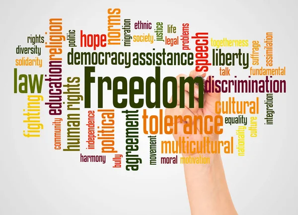 Freedom Word Cloud Hand Marke — Stock Photo, Image