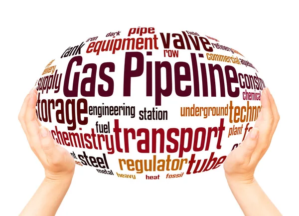 Gas Pipeline Palabra Nube Mano Esfera Concepto Sobre Fondo Blanco —  Fotos de Stock
