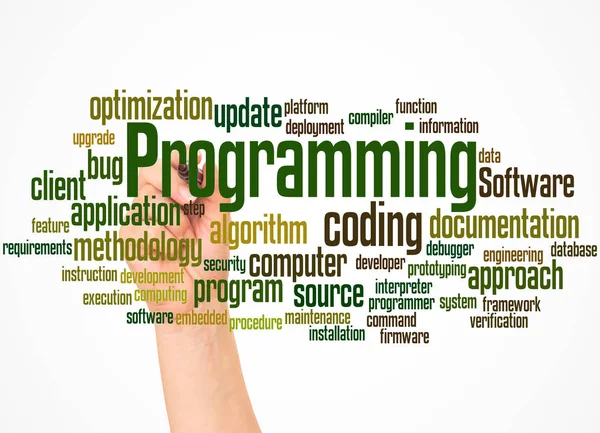 Programming Word Cloud Hand Marker Concept Gradient Background — Stock Photo, Image