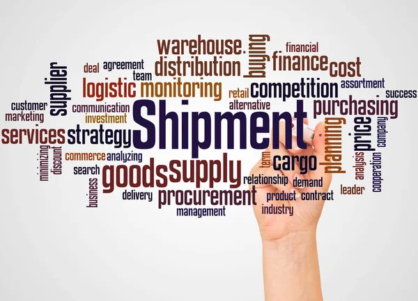 Shipment Word Cloud Hand Marker Concept White Background — Stock Photo, Image