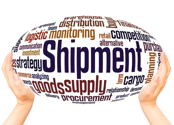 Shipment Word Cloud Hand Sphere Concept White Background — Stock Photo, Image