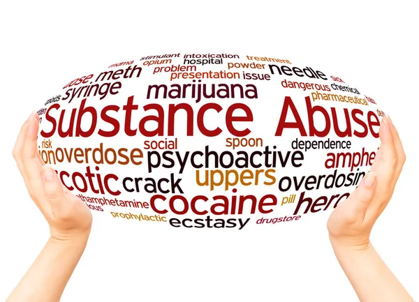 Substance Abuse Word Cloud Hand Bol Concept Witte Achtergrond — Stockfoto