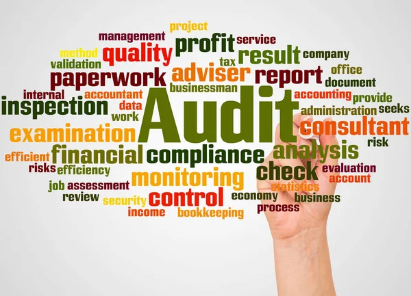 Audit Word Cloud Hand Marker Concept White Background — Stock Photo, Image