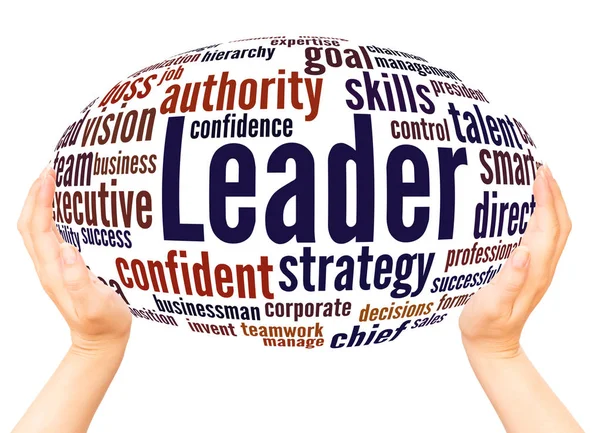 Leader Word Cloud Hand Bol Concept Witte Achtergrond — Stockfoto
