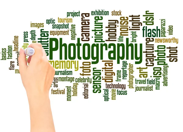 Fotografie Word Cloud Hand Schrijven Concept Witte Achtergrond — Stockfoto