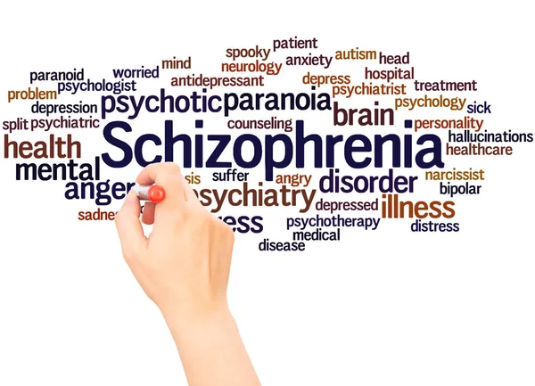 Esquizofrenia Palavra Nuvem Mão Writin — Fotografia de Stock
