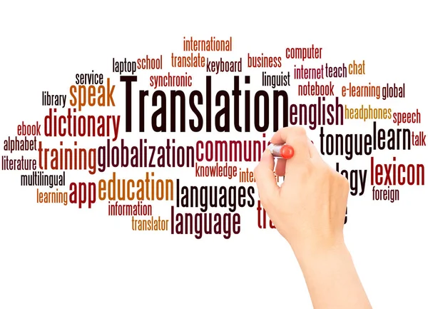 Translation Word Cloud Hand Writing Concept White Background — Stock Photo, Image