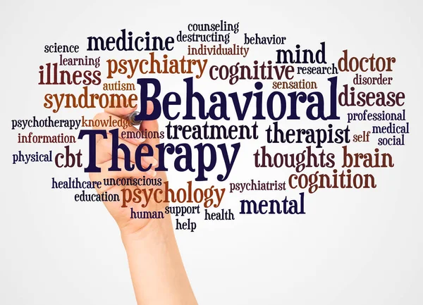 Behavioral Therapy Word Cloud Hand Marker Concept White Background — Stock Photo, Image