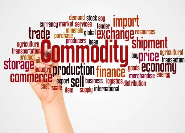 Commodity Word Cloud Hand Marker Concept White Background — Stock Photo, Image