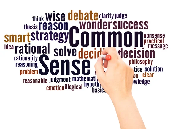 Common Sense Word Cloud Hand Writing Concept White Background — Stock Photo, Image