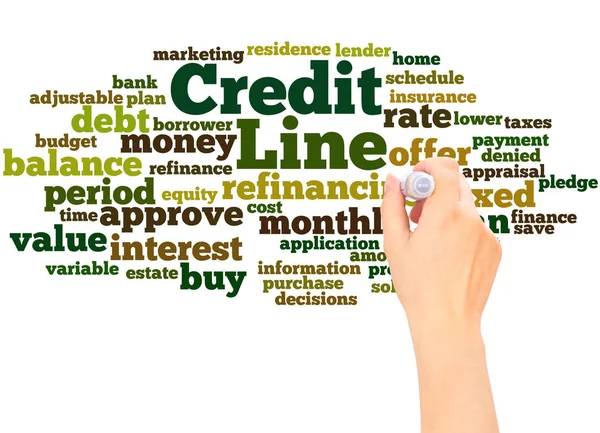 Credit Line Word Cloud Hand Writing Concept White Background — Stock Photo, Image