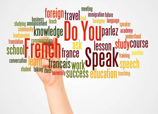 Do You Speak French word cloud and hand with marker concept on white background.