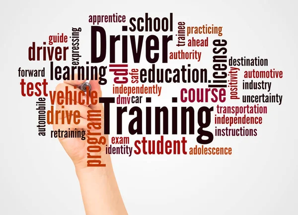 Driver Training Word Cloud Hand Marker Concept White Background — Stock Photo, Image