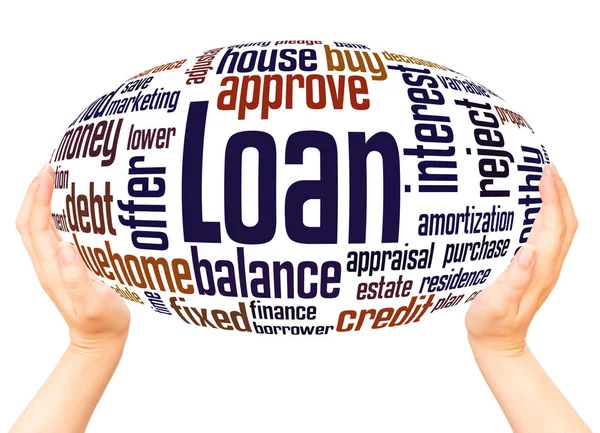 Loan Word Cloud Hand Sphere Concept White Background — Stock Photo, Image